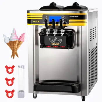 VEVOR Ice Cream Maker 22-30L/H Soft Komercinės Stalviršio Trispalvė 2+1 Skonių Saldžių Spurgų Šaldymo Įranga, automatas.
