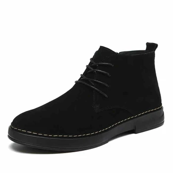 vyriški prabangūs mados kaubojaus batai juodos platformos batai, šilta medvilnė žiemos sniego boot realus odos kulkšnies botas hommes chaussures