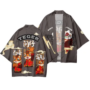 Vyrų Megztinis Kinijos Harajuku Yukata Skraiste, Tradicinių Kostiumų Metų Kinijos Tigras spausdintą Modelio Kimono Kostiumas