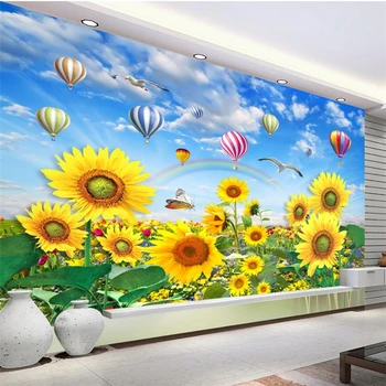 wellyu papel de parede 3D Užsakymą tapetai Saulėgrąžų šypsena graži gėlė, jūra, saulės vaivorykštė, TV foną sienos