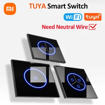 Xiaomi 10A Tuya Wifi Smart Swich ES 1/2/3Gang Šviesos Jungiklis APP Nuotolinio Valdymo Sienos, Akiniai, Skydas Touch Sensorius Jungiklis Smart Home