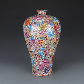 Yongzheng, Čing Dinastija, nudažyti aukso modelius, meiping vaza antikos kolekcija gėlių didelės vazos