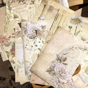 Yoofun 100sheets Retro Dekoratyvinės Medžiagos, Popieriaus Knygą, Senovinių Rožių Laišką Gėlės Dokumentus Leidinys Pieno Amatų Priėmimo