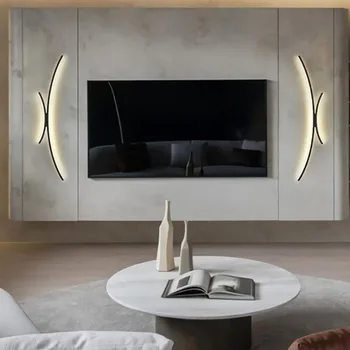 Šiuolaikinio Gyvenimo kambario grotelės sienos lempa, TV foną, sienų apdaila Minimalistinio ilgai juostelės šviesos prabangūs miegamojo lovos apšvietimas