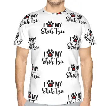 Šuniukai Shih Tzu Marškinėlius Mielas Poliesteris Short-Sleeve T Shirt Grafikos Streetwear T-Shirt Vyrai Negabaritinių