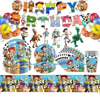 Žaislų Istorija Vaikų Gimtadienio Stalo Šalies Prekių Animacinių filmų Buzz Reklama Plokštė Taurės Servetėlę Dovanų Maišelis 10 Asmenį, Dekoracijos
